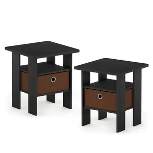 Joseph Side Table Nightstand with Bin Drawer, 2 per set (Set of 2) Americano