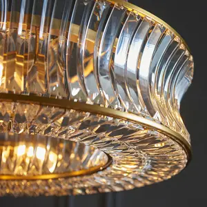 Luminosa Vittoria Pendant Ceiling Light Warm Brass Plate, Crystal And Clear Glass