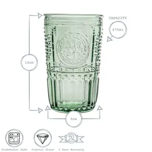 Romantic H Romantic Romantic Highball Glasses (Set of 4) Green / 475