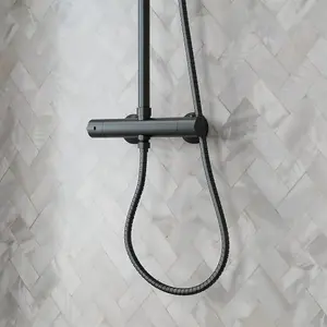 Middleton Black Round Rigid Riser Shower