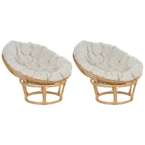 Set of 2 Garden Chairs with Cushions SALVO Rattan Natural