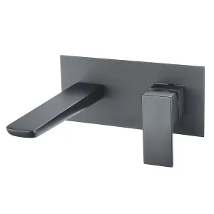 Zoia Gun Grey Wall Mounted Mixer Bath Tap