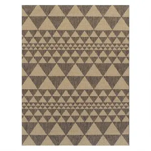 Modern Easy to Clean Flatweave Anti-Slip Geometric Grey Rug for Dining Rug-160cm X 225cm