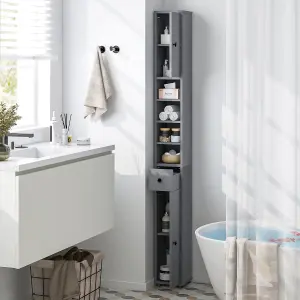 Costway Bathroom Tall Cabinet Slim Freestanding Storage Organizer Cupboard w/ 2 Doors