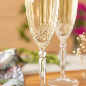 RCR Crystal - Orchestra Cut Glass Champagne Flutes Glasses Set - 200ml - Pack of 6