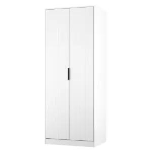 Nashville Ready assembled Contemporary White Tall Double Wardrobe (H)1960mm (W)740mm (D)520mm