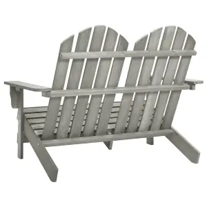 Berkfield 2-Seater Garden Adirondack Chair Solid Fir Wood Grey