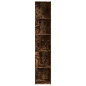 Berkfield Corner Cabinet Smoked Oak 33x33x164.5 cm Engineered Wood