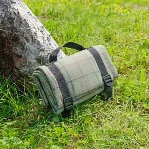 Vintage Luxury Green Tweed Outdoor Garden Picnic Blanket