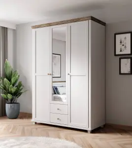 Evora 19 Hinged Wardrobe - Oak Lefkas & Abisko Ash Finish with Spacious Storage - W1540mm x H2160mm x D620mm