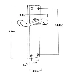 Door Handles Scroll Lever Internal Latch - Brass Pack 150 x 40mm