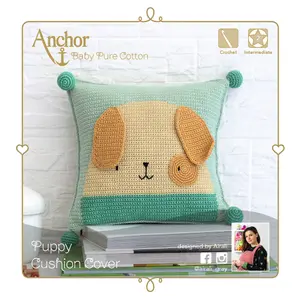 CUSHION PUPPY - Crochet Kit: Cushion Cover: Baby Pure Cotton: Puppy - Anchor