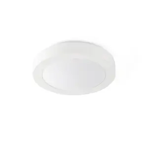 Luminosa Logos 2 Light Medium Round Bathroom Flush Ceiling Light Aluminium, White IP44, E27