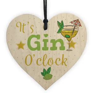 Red Ocean Handmade Gin Sign Gin Tonic Gift Wooden Heart Plaque Friend House Warming Bar Gift