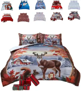 Christmas Reindeer Xmas DUVET SET 3D Print Polycotton Bedding Set