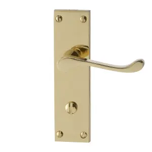 Colours Nehou Polished Brass effect Zamak Scroll WC Door handle (L)96mm (D)55mm, Pair