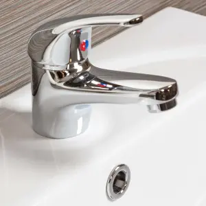 Lago Polished Chrome Round Deck-mounted Basin Mono Mixer Tap