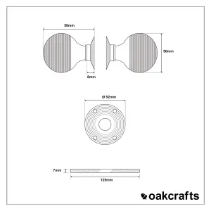 Oakcrafts - Cast Iron Door Knob Set - 50mm Diameter