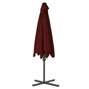 Berkfield Outdoor Parasol with Steel Pole Bordeaux Red 300x230 cm