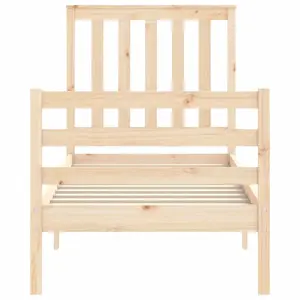 Berkfield Bed Frame with Headboard Small Single Solid Wood