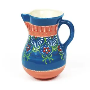 Classic Spanish Hand Painted Pattern Home Decor Large Pourer Jug 2L Blue/Pink