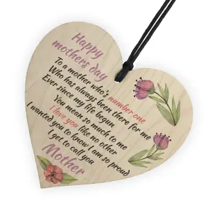 Red Ocean Happy Mothers Day Wooden Hanging Heart Sign Mothers Day Presents Mum Gifts