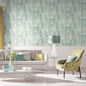 Galerie Atmosphere Aqua Batik Leaves Smooth Wallpaper