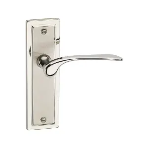 URBNLIVING 159mm Length 2 Pcs Como Dual Metal & Satin Nickel Lever Latch Door Plain Handles Set