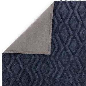 Blue Modern , Shaggy Easy to Clean Geometric Rug for Living Room, Bedroom - 160 X 230cm