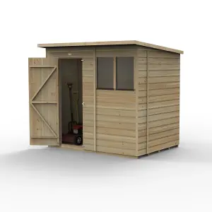 Forest Garden Beckwood 7x5 ft Pent Natural timber Wooden Shed with floor & 2 windows