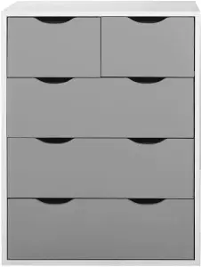 Alton 3+2 Drawer Bedroom Cabinet Bedside Chest Of Drawers White & Grey