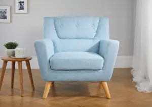 Blue Fabric Armchair Birlea Lambeth Duck Egg Easy Chair Scandinavian Retro