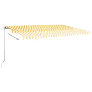 Berkfield Manual Retractable Awning with LED 500x350 cm Yellow and White