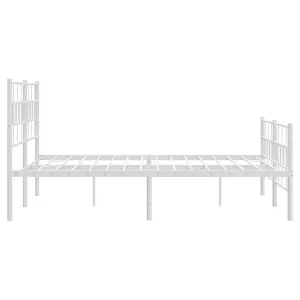 Berkfield Metal Bed Frame with Headboard and Footboard White 140x190 cm