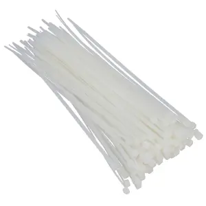 White Nylon Cable Ties Zip Ties Lock Ties 3.6mm x 200mm 100 Pack