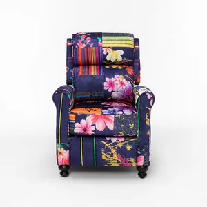 Fabric Purple Patchwork Mary Manual Recliner Chair