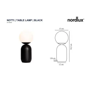 Nordlux Notti Indoor Living Dining Bedroom Metal Table Lamp in Black (Diam) 15cm