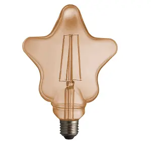 LED Filament Lamp Bulb 4W Star Shape E27 LED Amber Tinted Glass Warm White