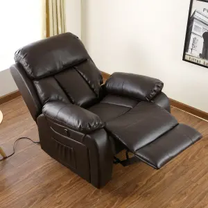 Chester Electric Bonded Leather Automatic Recliner Armchair Sofa Home Lounge Chair (Brown)