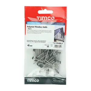 Timco - Polymer Headed Pins - Stainless Steel - Black (Size 40mm - 50 Pieces)