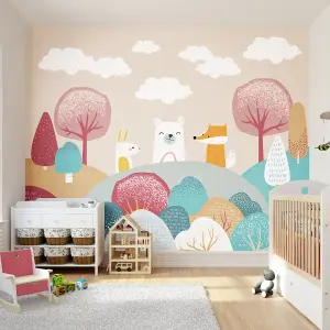 Origin Murals Children's Woodland Animals Orange Matt Smooth Paste the Wall 300cm wide x 240cm high