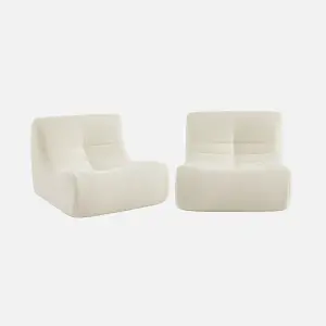 sweeek. Pair of 1-seater armchairs in boucle fabric Sokol duo White 91x105x72 cm