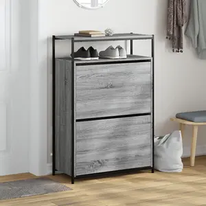 Berkfield Shoe Cabinet Grey Sonoma 75x34x112 Engineered Wood