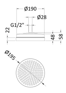 Traditional Apron Fixed Shower Head, 200mm - Chrome