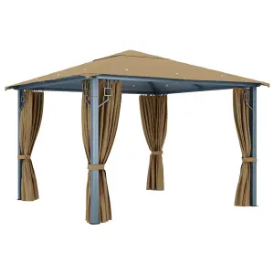 Berkfield Gazebo with Curtain 300x300 cm Taupe Aluminium