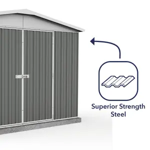 Absco 10ft x 5ft Metal Garden Storage Shed Apex Grey Outdoor Building Single Door