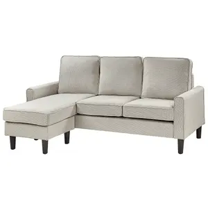 3 Seater Fabric Sofa with Ottoman Light Beige AVESTA