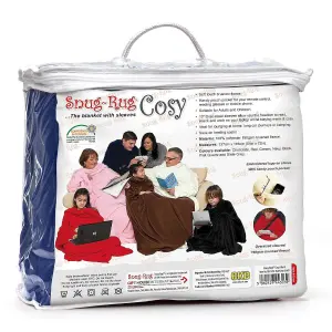 Snug Rug Cosy Sleeved Fleece Blanket With Sleeves and a Handy Pouch Pocket - NAVY BLUE