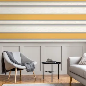 Crown Synergy Stripe Mustard Wallpaper M1721