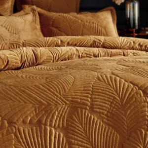 Paoletti Palmeria Quilted Embroidered Velvet Duvet Cover Set